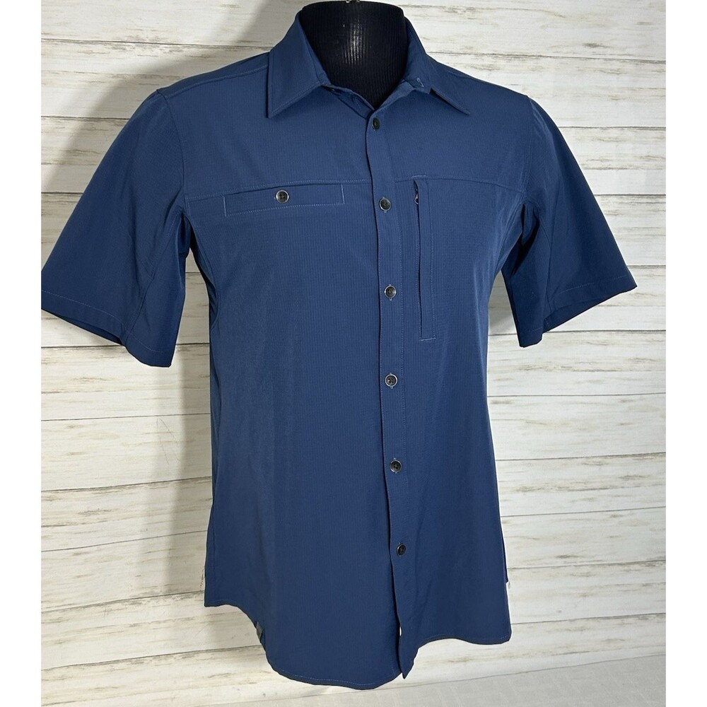 VERTX SMALL Mens Flagstaff Blue Short Sleeve 4-Way Stretch Button Tactical Shirt
